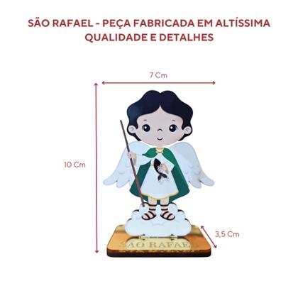 Imagem de Enfeite de Mesa Decorativo São Rafael Arcanjo Acrílico Espelhado Dourado + MDF