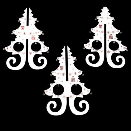 Imagem de Enfeite de Mesa Natalino Mini Árvore de Natal em Madeira 20cm com Enfeites e Laço Branco - Genérica