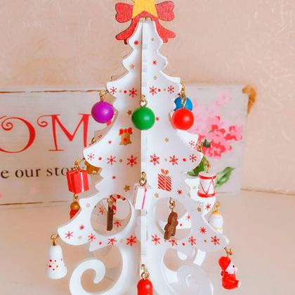 Imagem de Enfeite de Mesa Natalino Mini Árvore de Natal em Madeira Branco