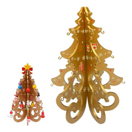 Imagem de Enfeite de Mesa Natalino Mini Árvore de Natal em Madeira Dourada