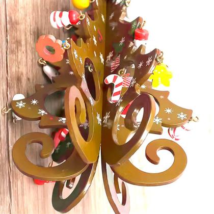 Imagem de Enfeite de Mesa Natalino Mini Árvore de Natal em Madeira Dourada