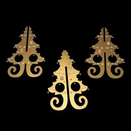 Imagem de Enfeite de Mesa Natalino Mini Árvore de Natal em Madeira Dourada