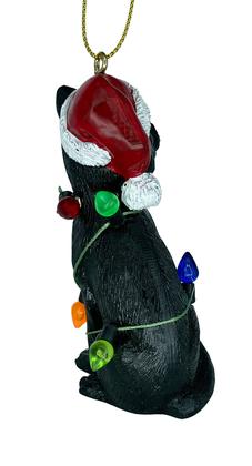 Imagem de Enfeite de Natal December Pets Black Cat com chapéu de Papai Noel