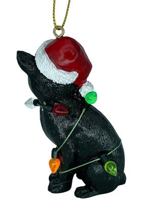 Imagem de Enfeite de Natal December Pets Black Cat com chapéu de Papai Noel