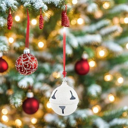 Imagem de Enfeite de pendurar guizo branco com glitter 16cm 1 un