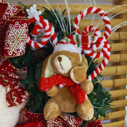 Imagem de Enfeite de Pendurar Pendente Cachorro c/Gorro Cacheco Verde Vermelho Sortido 15x8cm Cromus