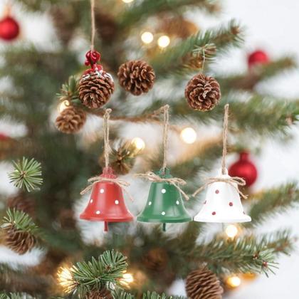 Imagem de Enfeite de pendurar sino colorido com laço jg com 3 pçs