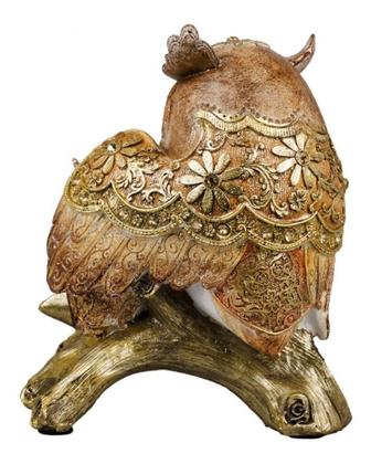 Imagem de Enfeite Decoração Corujas Corujinhas Galho Douradas - 18cm