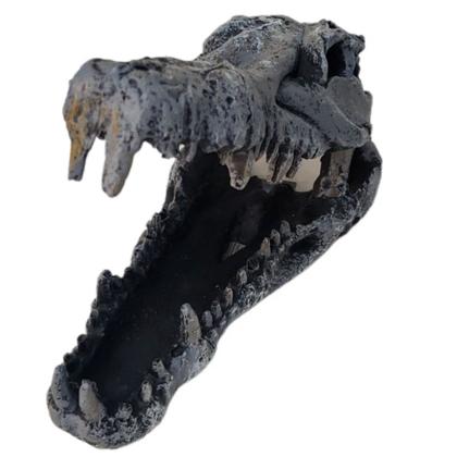 Imagem de Enfeite decoração em resina cabeça crânio jacaré crocodilo