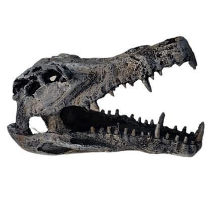 Imagem de Enfeite decoração em resina cabeça crânio jacaré crocodilo