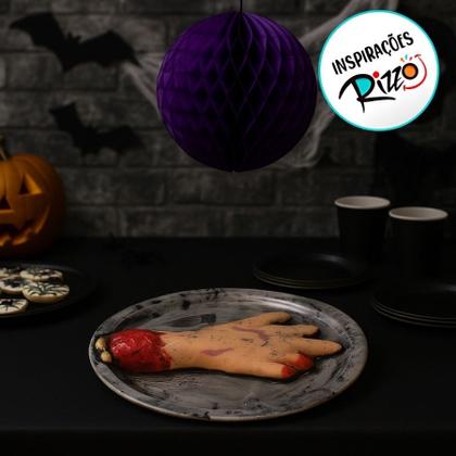 Imagem de Enfeite Decorativo De Halloween - Bandeja Com Mão - 29x29cm - 1 unidade - Rizzo