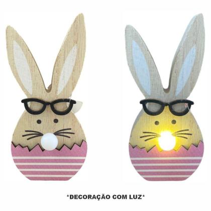 Enfeite Decorativo de Páscoa com Luz - Coelho com Óculos Roxo - 13cm - 1 unidade - Rizzo Imagem de Enfeite Decorativo de Páscoa com Luz - Coelho com Óculos Roxo - 13cm - 1 unidade - Rizzo