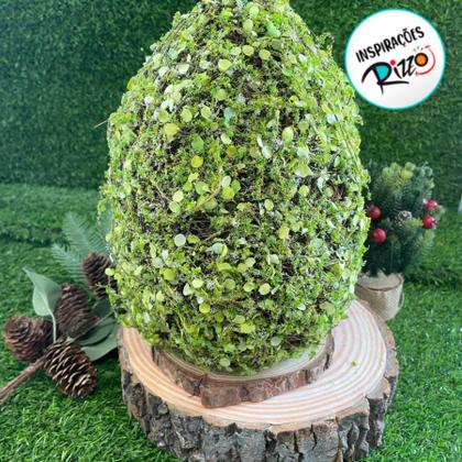 Imagem de Enfeite Decorativo de Páscoa - Ovo Rústico com Folhas Verdes - 26cm - 1 unidade - Cromus - Rizzo