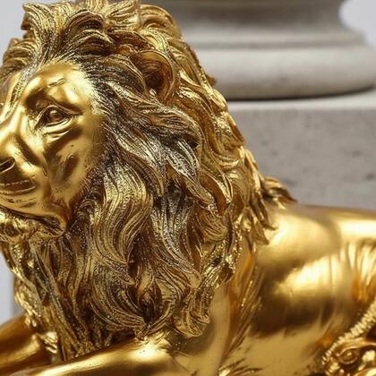 Imagem de Enfeite Decorativo De Resina Leão Dourado Luxo 21 Cm Dourado