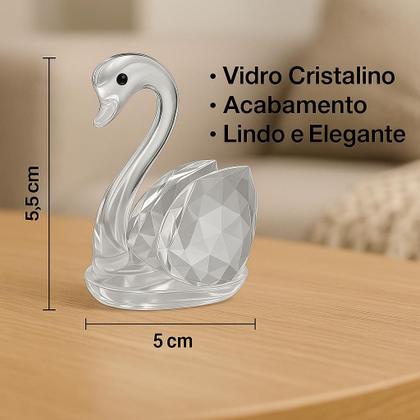 Imagem de Enfeite Decorativo Ornamento Estatueta Cisne de Vidro 5,5CM Cristal Decoração de Mesa