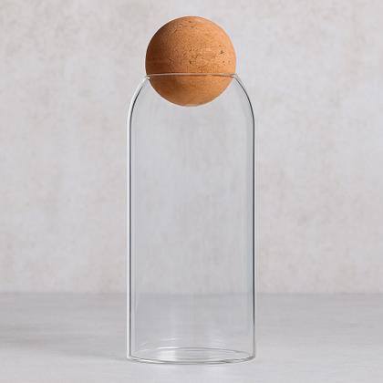 Imagem de Enfeite Decorativo Pote de Vidro Redondo para Mantimentos com Tampa Bola de Cortiça 1300ml - Bons Ch