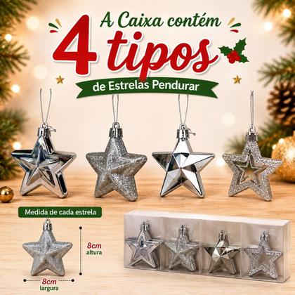 Imagem de Enfeite Estrela com 4 Peças
