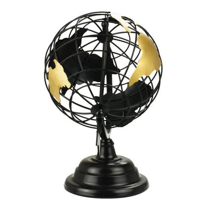 Imagem de Enfeite Globo Terrestre Grade Preto 29x19cm Decoração