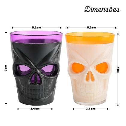 Imagem de Enfeite Halloween: Copo para Dose e Shot com Base em Led Caveira (6 Und)