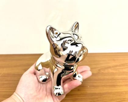 Imagem de Enfeite Mesa Buldogue Cerâmica Decoração Espelhado Grande