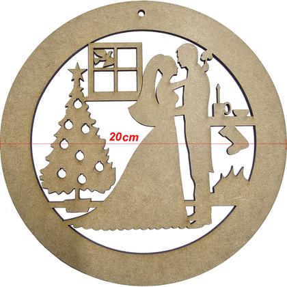 Imagem de Enfeite Natal 20x20cm Casal Pombo Lareira Pendurar Arvore