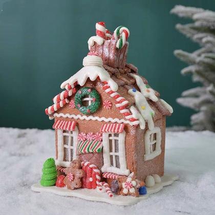 Imagem de Enfeite Natalino Casa de Biscoito do Papai Noel 18cm