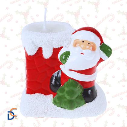 Imagem de Enfeite Natalino Castiçal Ceramica Com Vela Noel Decoração - ART CHRISTMAS