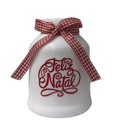 Imagem de Enfeite Natalino De Mesa - Porta Talher Formato Leiteira Feliz Natal