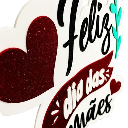 Imagem de Enfeite Painel Feliz Dia das Mães Glitter Colorido - 01 unid