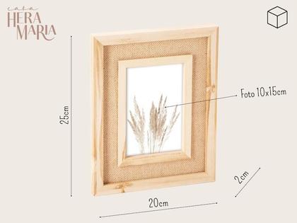 Imagem de Enfeite Porta Retrato Memory Board 10x15 Parede Vertical Horizontal Mesa Família MDF Com Rattan Sala