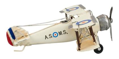 Imagem de Enfeite Retrô Miniatura Avião Branco De Hélice - 21cm