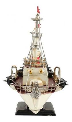 Imagem de Enfeite Retrô Navio Branco Antigo Decorativo Metal - 30cm
