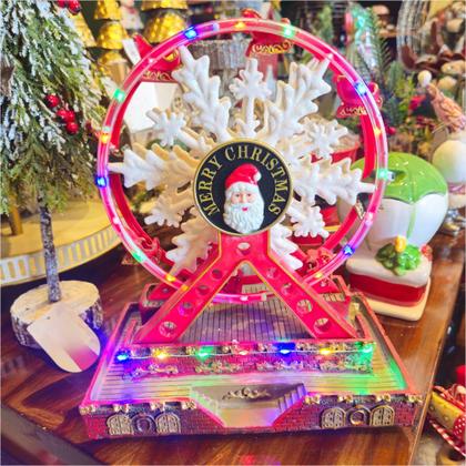 Imagem de Enfeite Roda Gigante LED Luz Música Movimento Resina 28cm