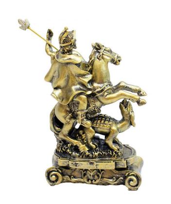 Imagem de Enfeite São Jorge Dourado Resina 12cm