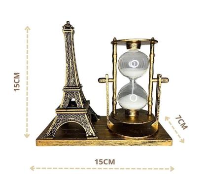Imagem de Enfeite Torre Eiffel Com Ampulheta Decoracao Mesa Escritorio