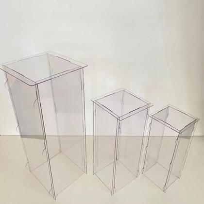 Imagem de Enfeite Trio Cubo Transparente Acrílico Quadrado Desmontavel