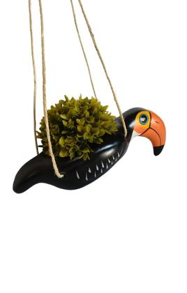 Imagem de Enfeite Tucano Cachepô de Pendurar Grande Cerâmica Vaso