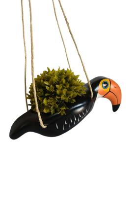 Imagem de Enfeite Tucano Cachepô de Pendurar Grande Cerâmica Vaso