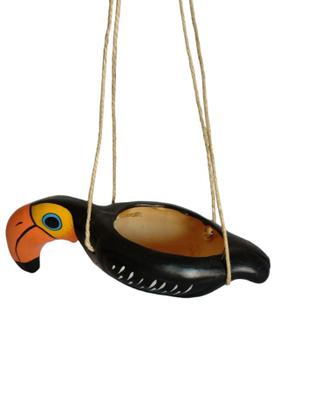 Imagem de Enfeite Tucano Cachepô de Pendurar Grande Cerâmica Vaso