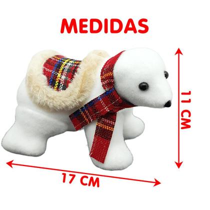 Imagem de Enfeite Ursinho Polar Natalino Cachecol Xadrez Dupla 11x18cm