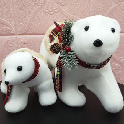 Imagem de Enfeite Ursinho Polar Natalino Cachecol Xadrez Dupla 11x18cm