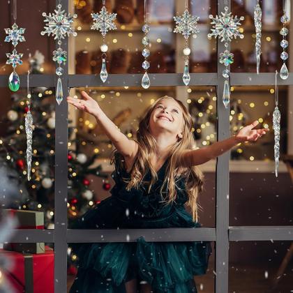 Imagem de Enfeites de Natal GuassLee Crystal Snowflake Icicle x18