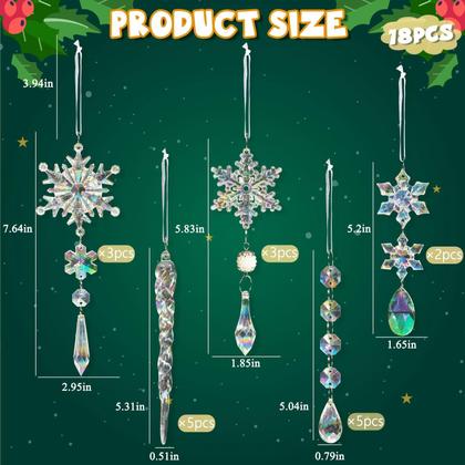 Imagem de Enfeites de Natal GuassLee Crystal Snowflake Icicle x18