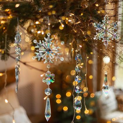 Imagem de Enfeites de Natal GuassLee Crystal Snowflake Icicle x18