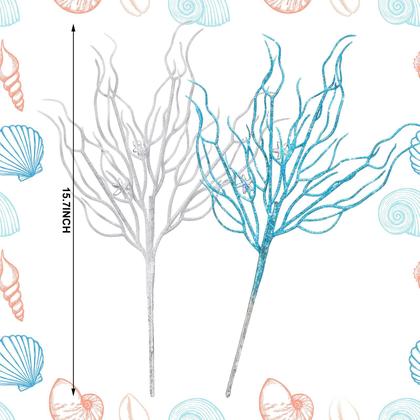 Imagem de Enfeites de Natal Vercraft Coastal Blue White 40 cm 8 unidades