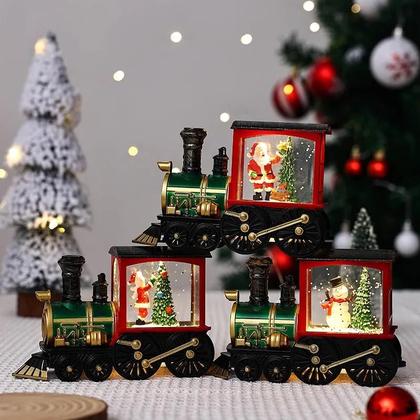 Imagem de Enfeites de Trem de Natal para Crianças - Bola de Cristal com Iluminação para Mesa