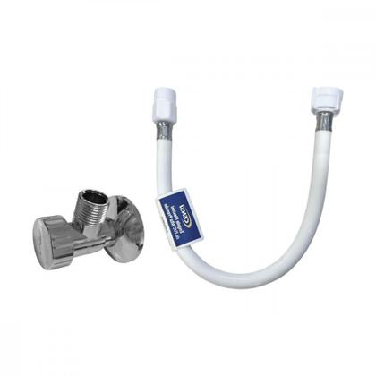 Imagem de Engate Flexivel Alta Pressao Branco Pvc Censi Para Agua 40Cm Com Registro Metal De 1/2'' - 7119