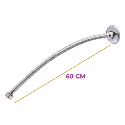 Imagem de Engate Mangueira Flexível Trançado Aço Inox 60cm Quente Fria