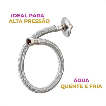 Imagem de Engate Mangueira Flexível Trançado Aço Inox 60cm Quente Fria