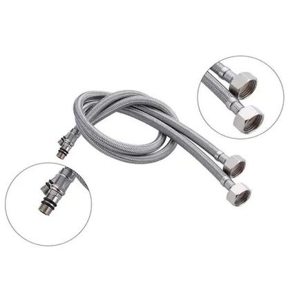 Imagem de Engate Rabicho 80cm Monocomando Misturador Par Kit 8 Unidades Mangueira Flexivel Agua Quente Fria Pia Torneira Banheiro Cozinha
